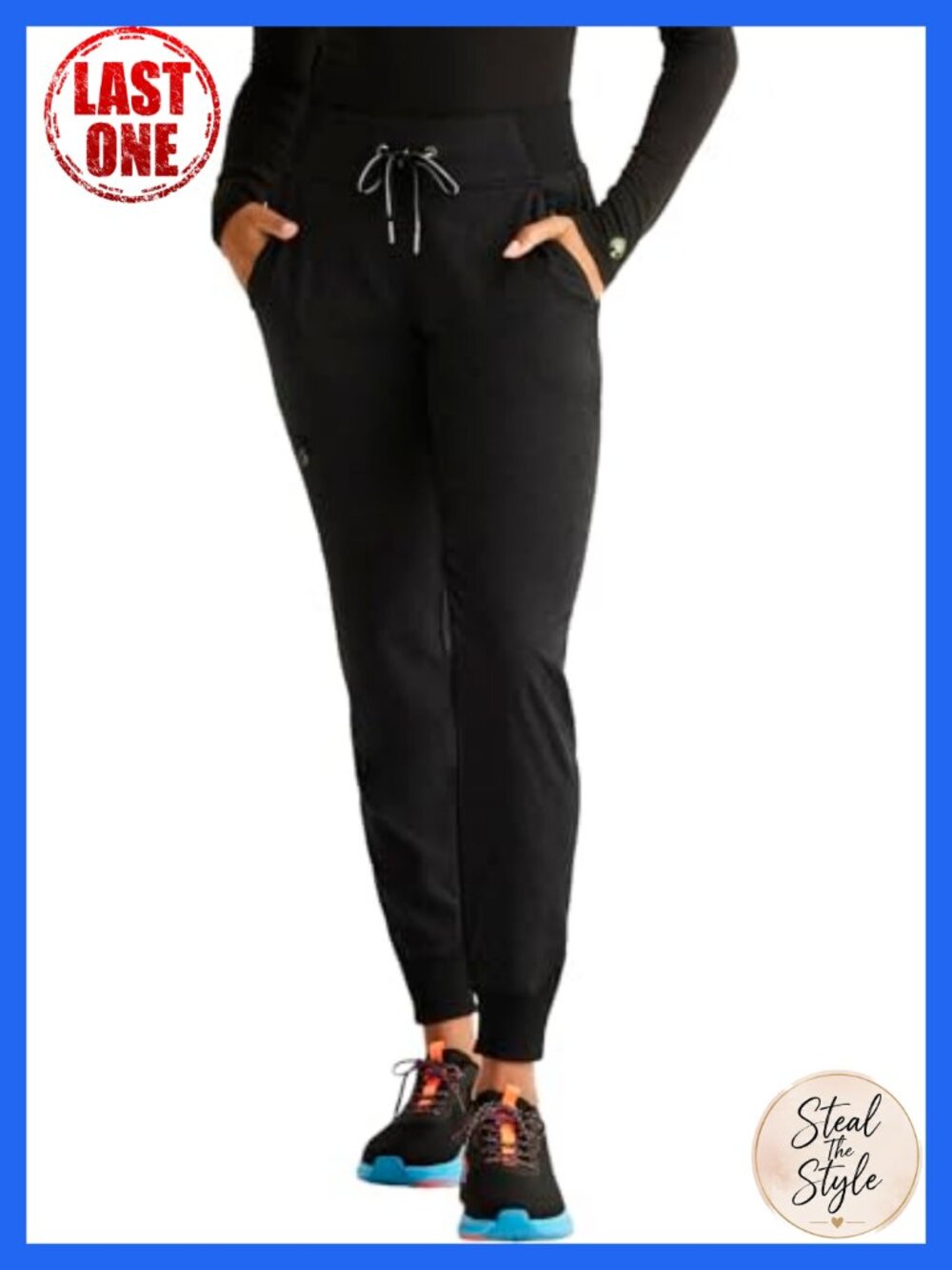 Women's Jogger Scrub Pants Pull-On Mid Rise Six Pocket Stretch Medical